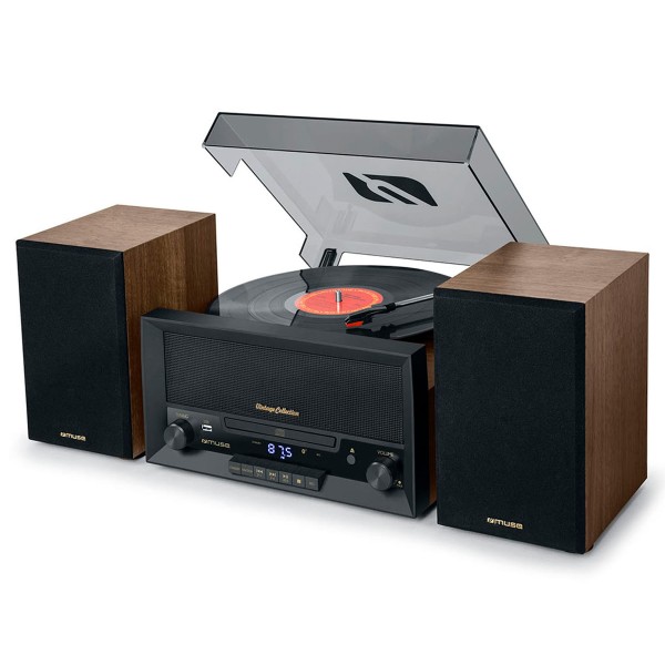 Muse mt-120 mb wood / tocadiscos con altavoces